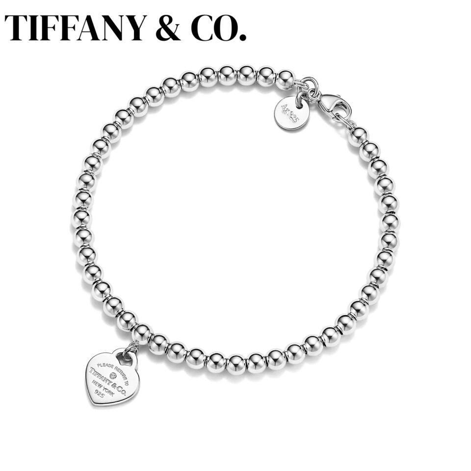 Return to Tiffany ™  Series Heart Tag Bead Bracelets 925 Sterling Silver, 4mm