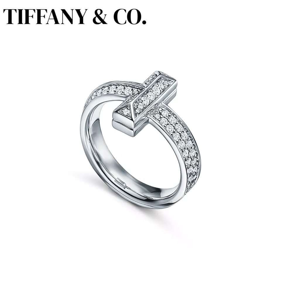 Tiffany T Series T1 Diamond Set Ring S925 Sterling Silver