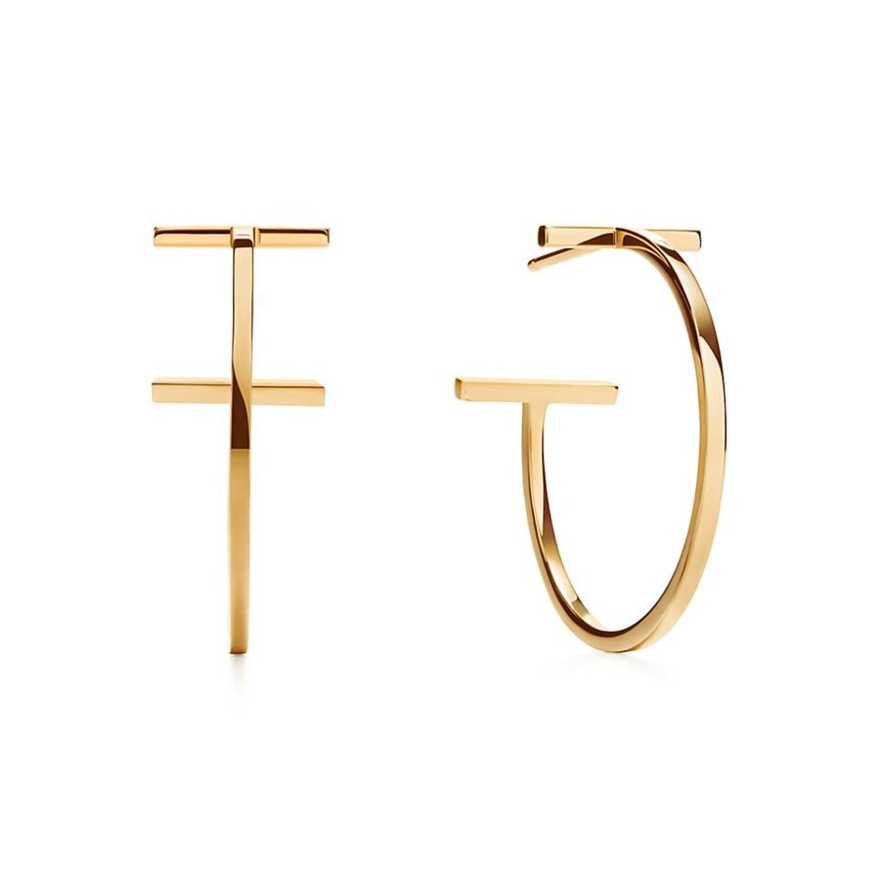 Tiffany T Series Ring Earrings in Gold