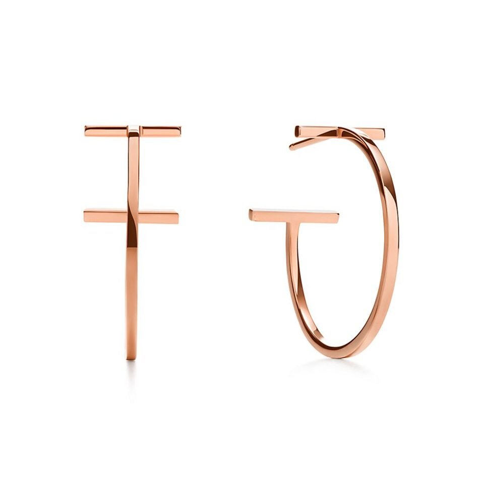 Tiffany T Series Ring Earrings Rose Gold