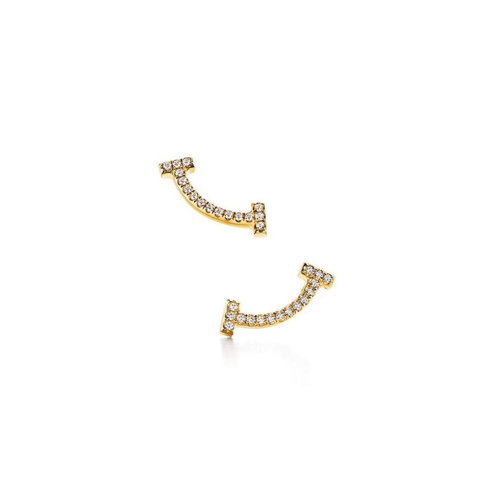 Tiffany T Series Smile Earrings with Diamond Gold