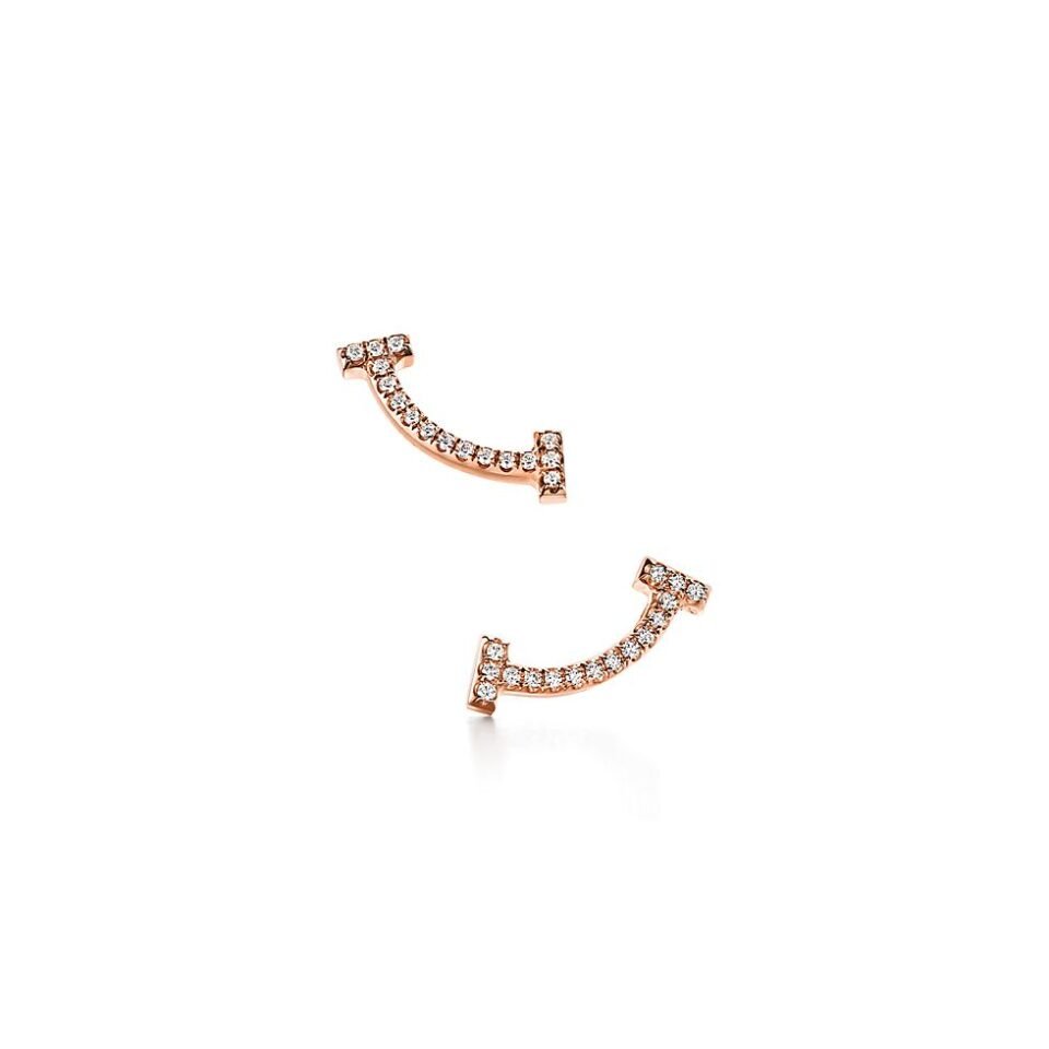 Tiffany T Series Smile Earrings with Diamond Rose Gold