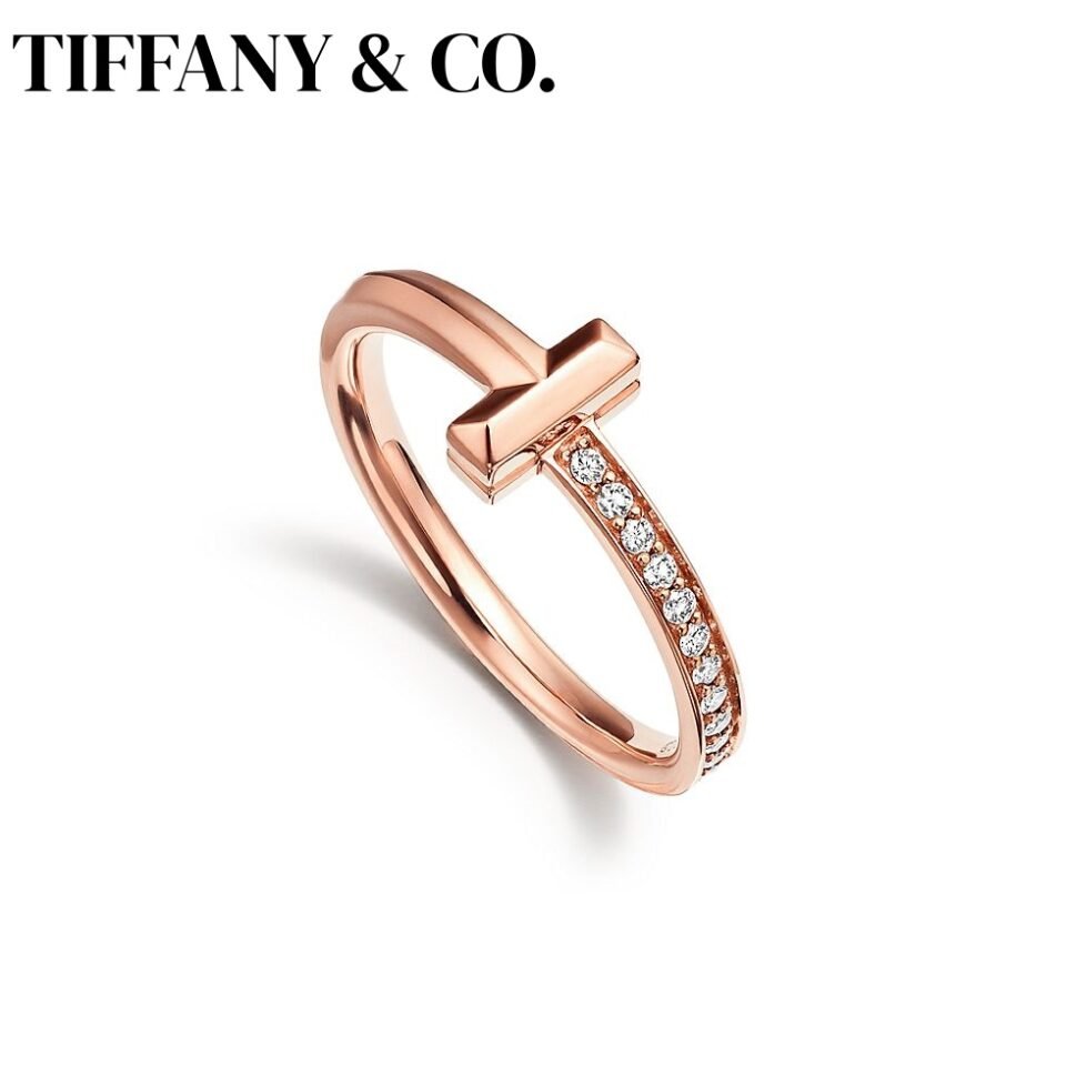 Tiffany T Series T1 Diamond Set Rings Rose Gold