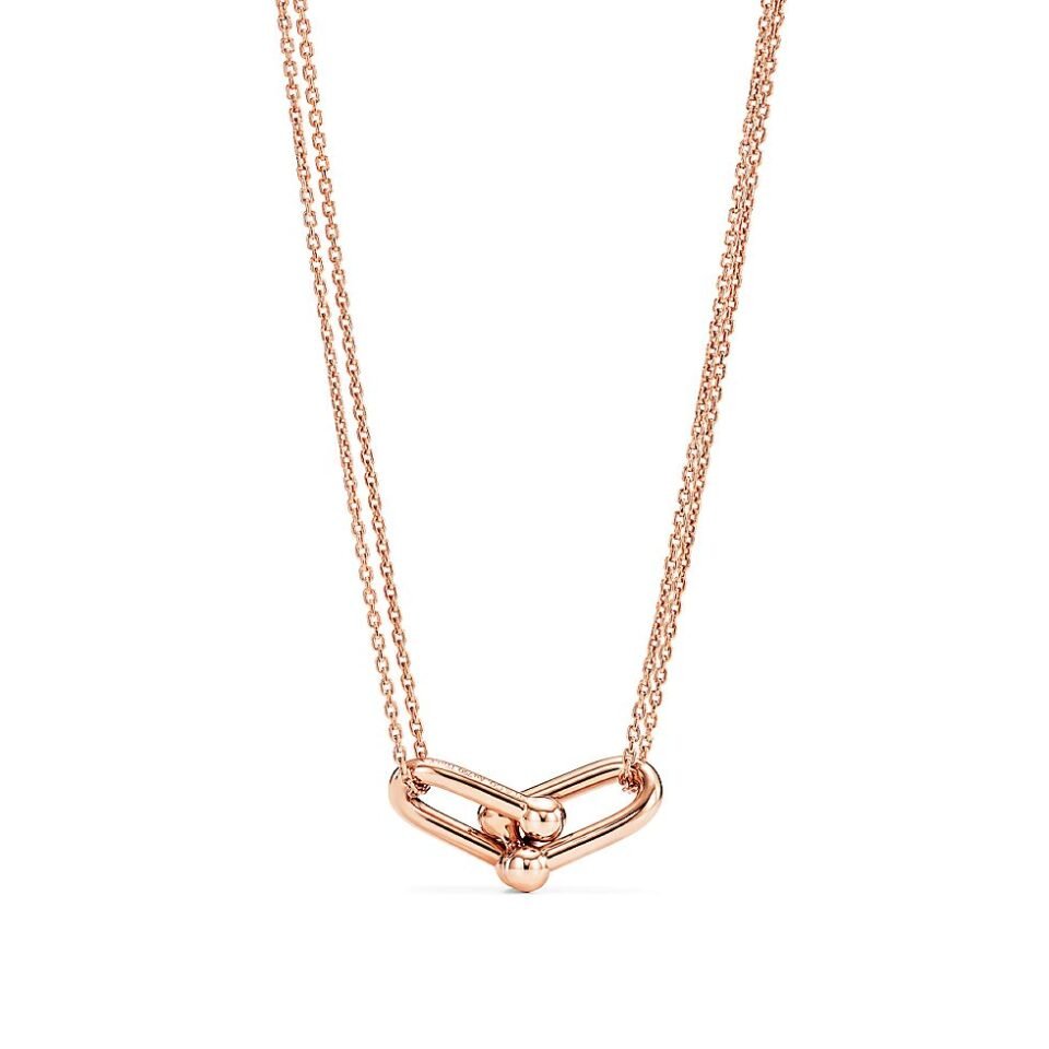 Tiffany HardWear Double Chain Ring Necklace in rose gold