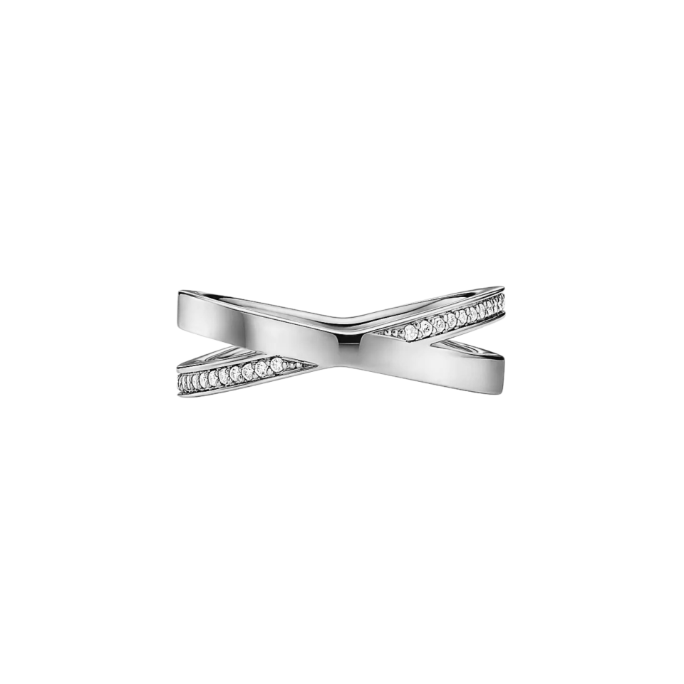 Tiffany X-shaped rings with S925 silver and diamond inlay