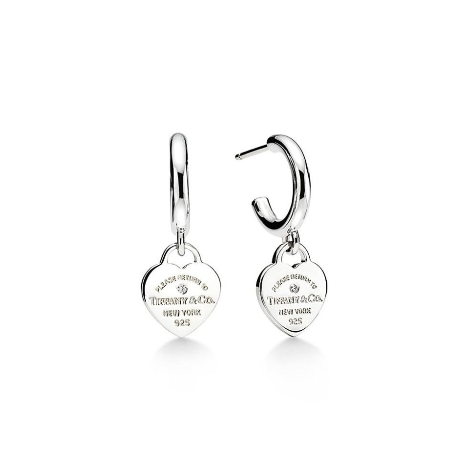 Tiffany Return to Tiffany ™  Series Circular Earrings Made of Pure Silver with Diamonds