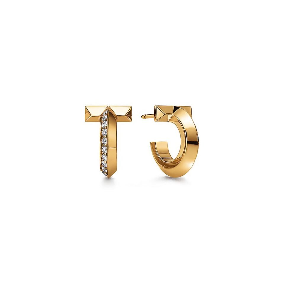 Tiffany T Series T1 Ring Earrings Set with Diamond  Gold