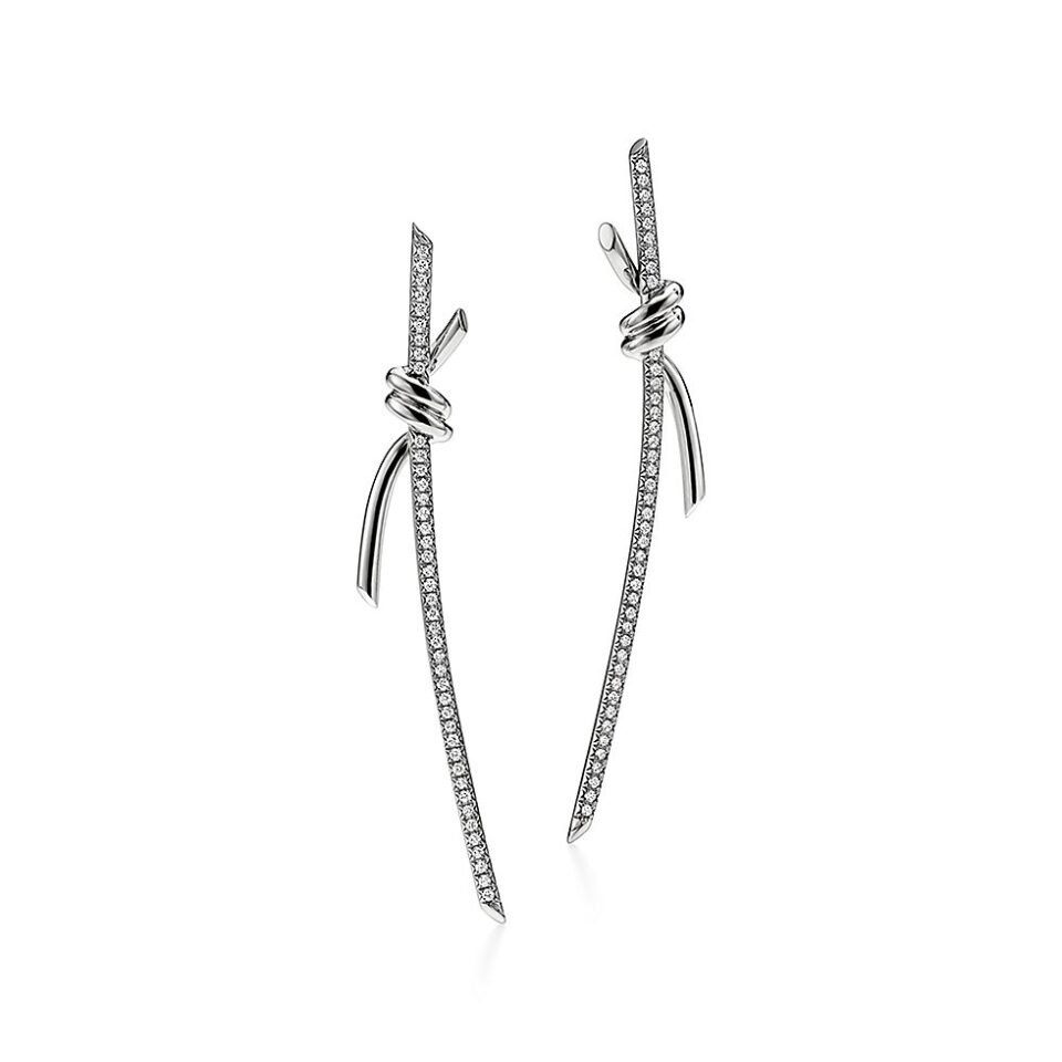 Tiffany Knot series earrings in pure silver S925 with diamonds
