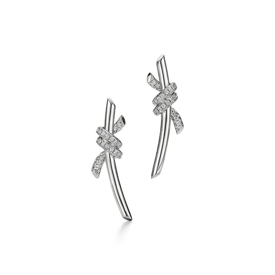 Tiffany Knot series earrings set with diamonds and pure silver S925