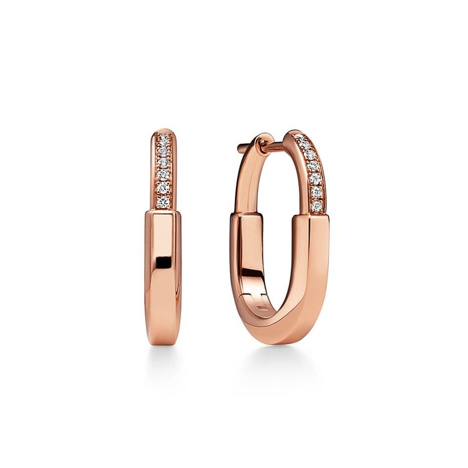 Tiffany Lock series earrings with rose gold and diamonds