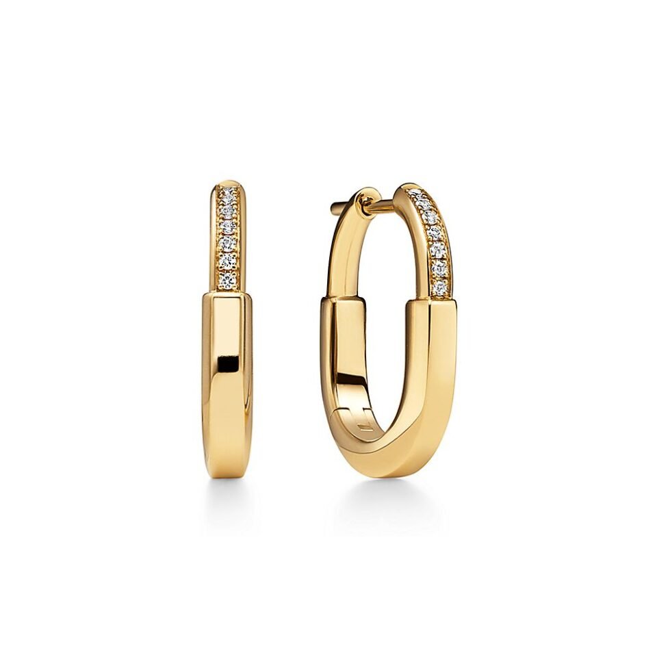 Tiffany Lock series earrings with gold and diamonds