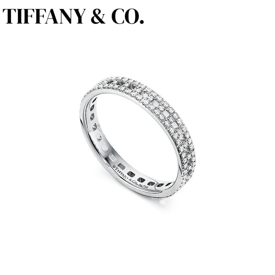 Tiffany T Series True Narrow Rings S925 Silver Set with Diamonds