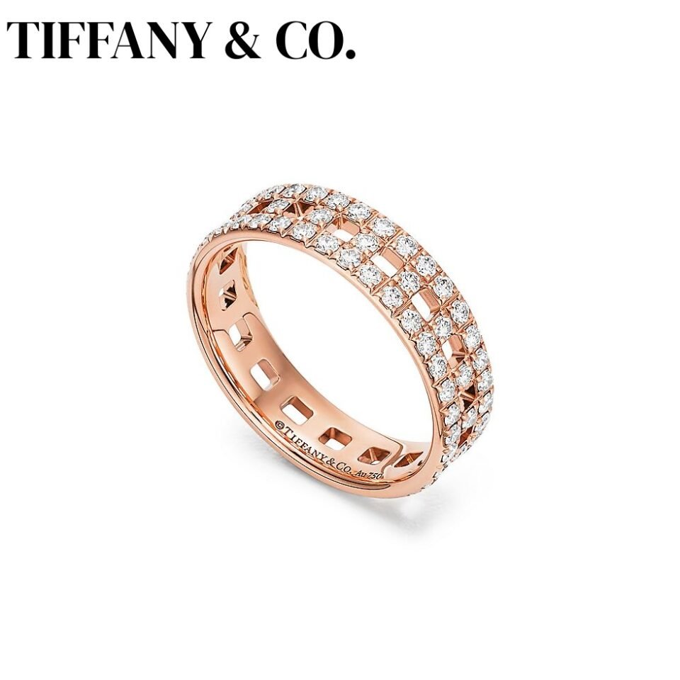 Tiffany T Series True Wide Ring Rose Gold Set with Diamonds