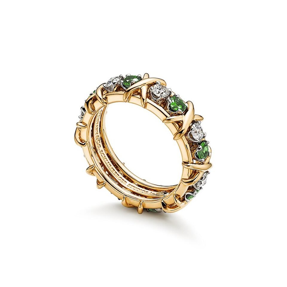 Tiffany Sixteen Stone Series Rings Set with Green Diamond
