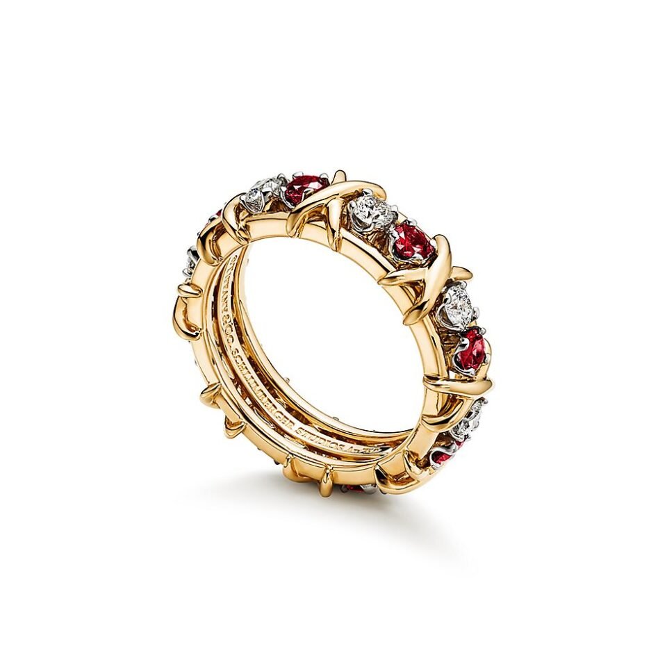 Tiffany Sixteen Stone Series Rings Set with Red Diamond