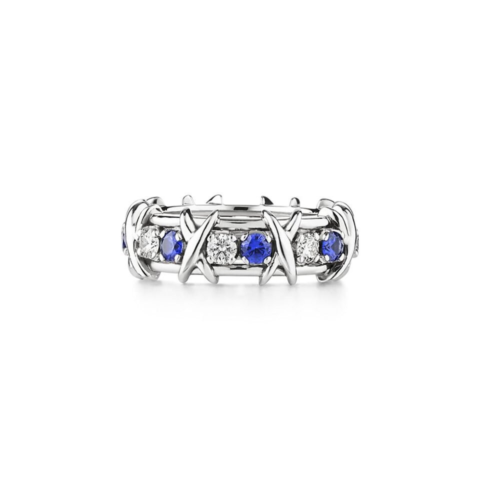 Tiffany Sixteen Stone Series Ring Set with Blue Diamond