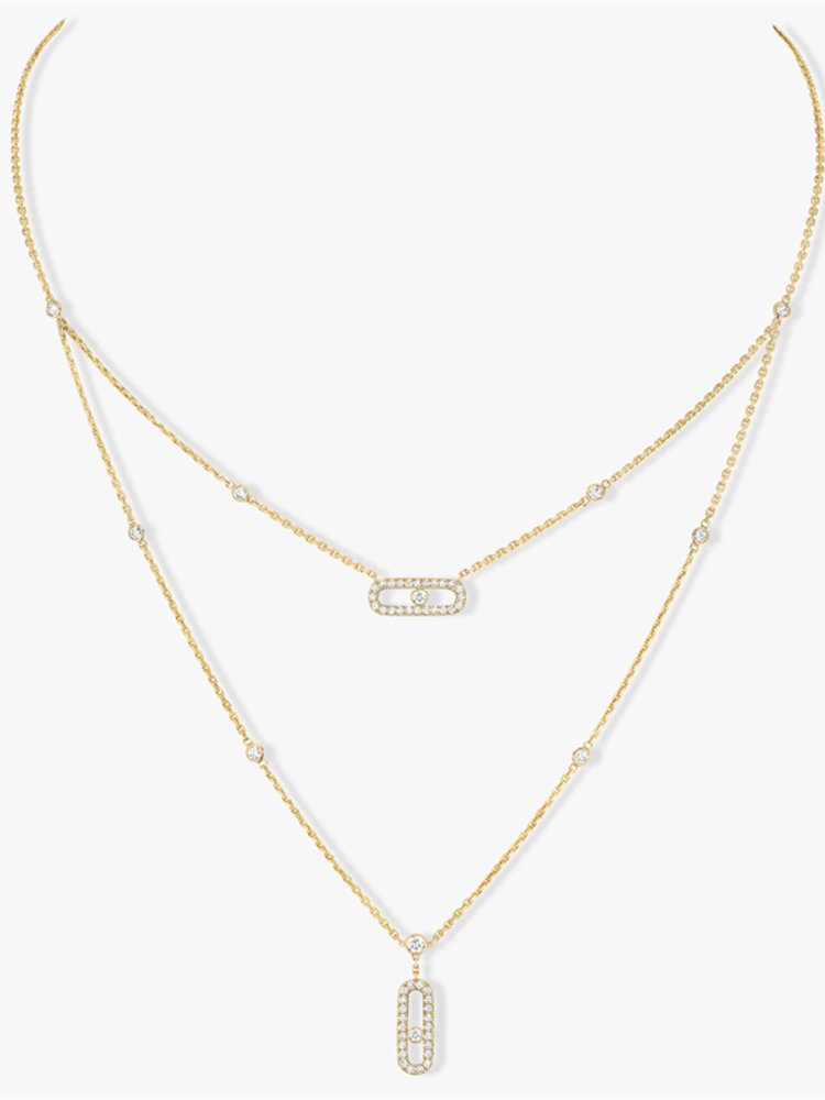 MESSIKA Move Uno Double Loop Diamond Necklaces With Gold