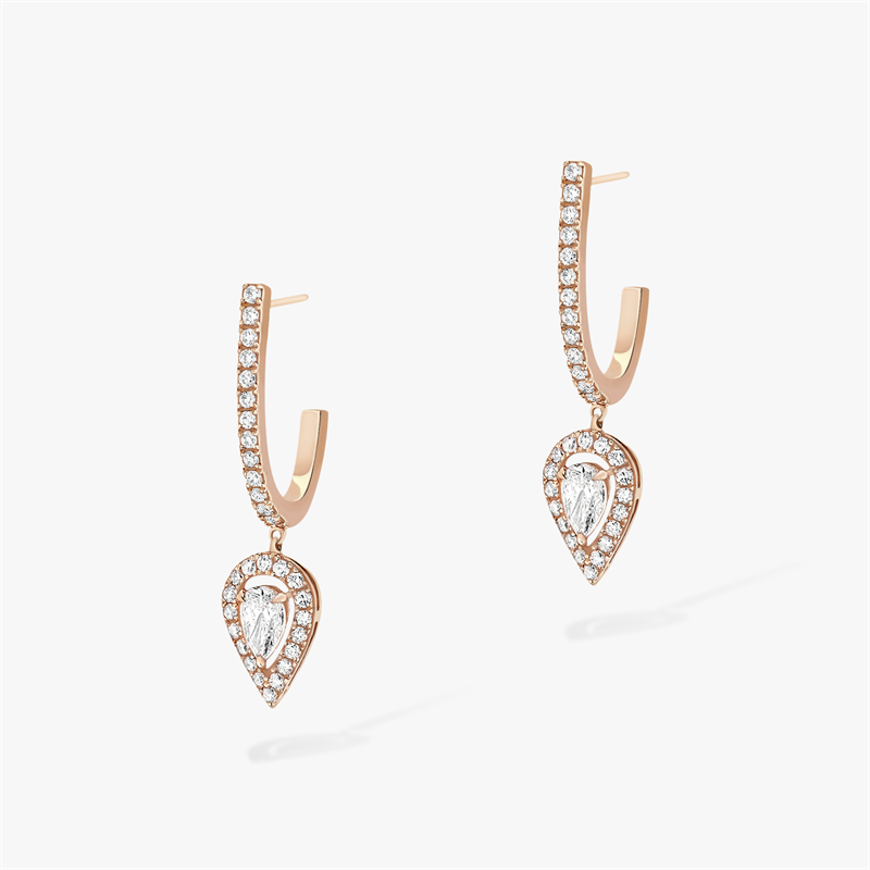 Messika Waterdrop Shaped Diamond Earrings With Rose Gold
