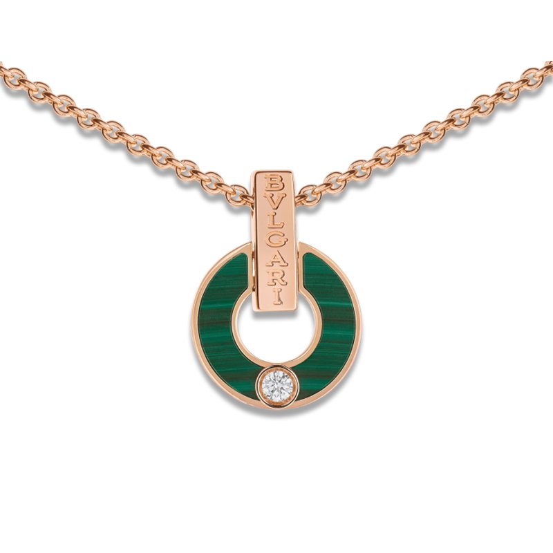 BVLGARI Necklaces Green Shell inlaid with single crystal