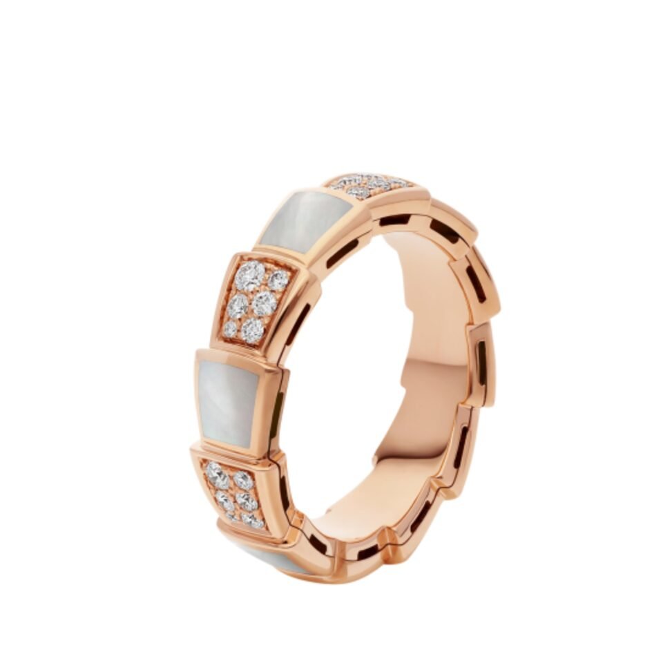 BVLGARI Serpenti Viper Series Rings White Shell