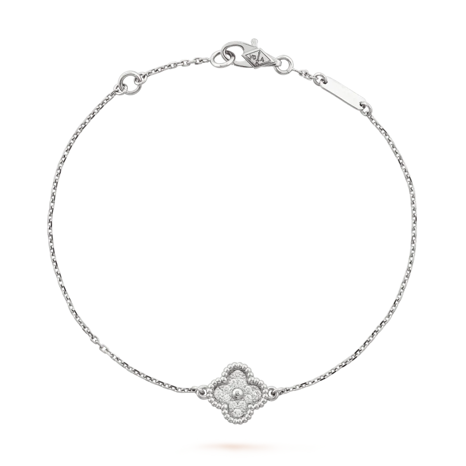 Sweet Alhambra Bracelet, 1 Four Leaf Lucky Pattern Silver S925