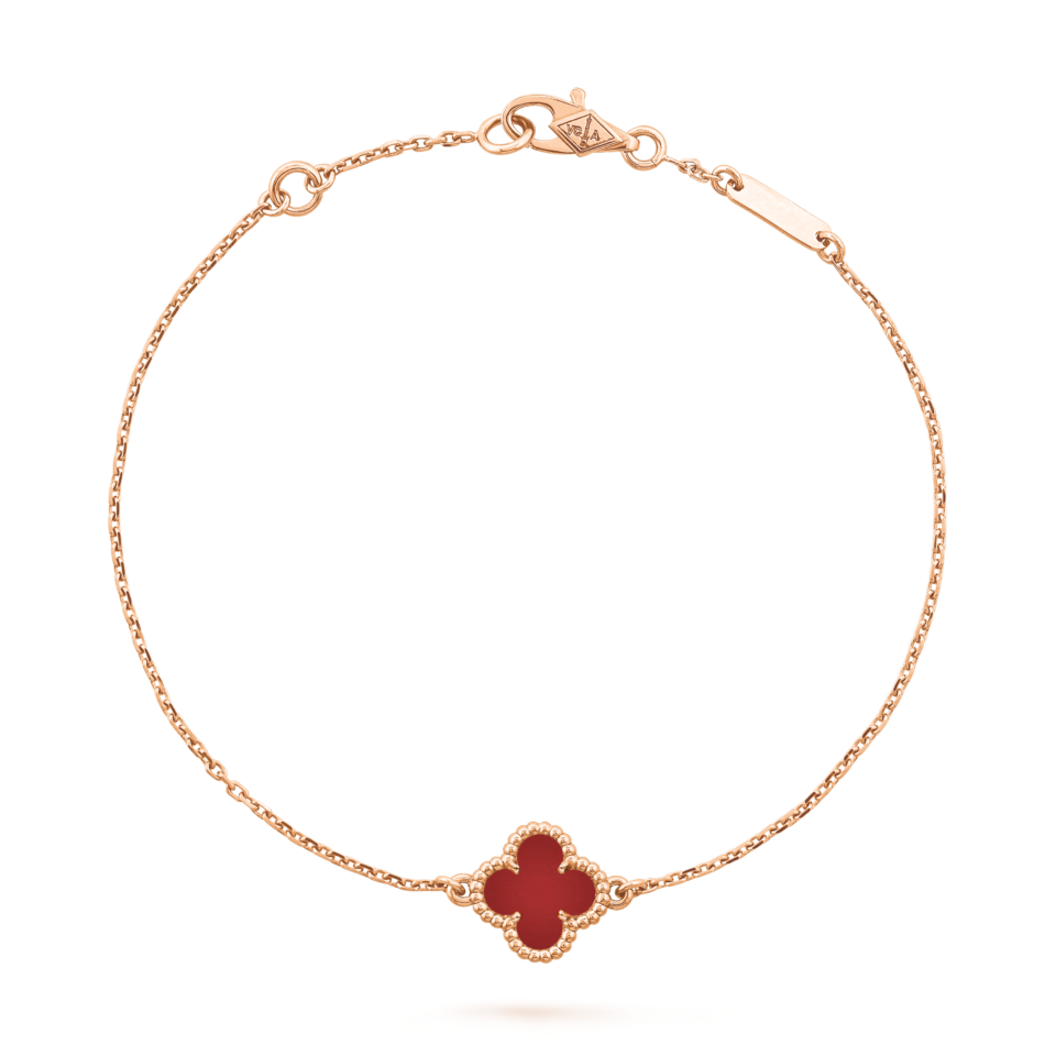 Van Cleef & Arpels Sweet Alhambra Bracelet Rose Gold Ruby