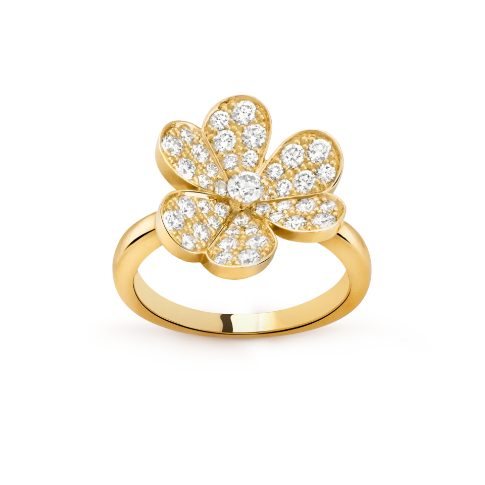 Van Cleef&Arpels Frivole ring, featuring a floral themed pattern in gold