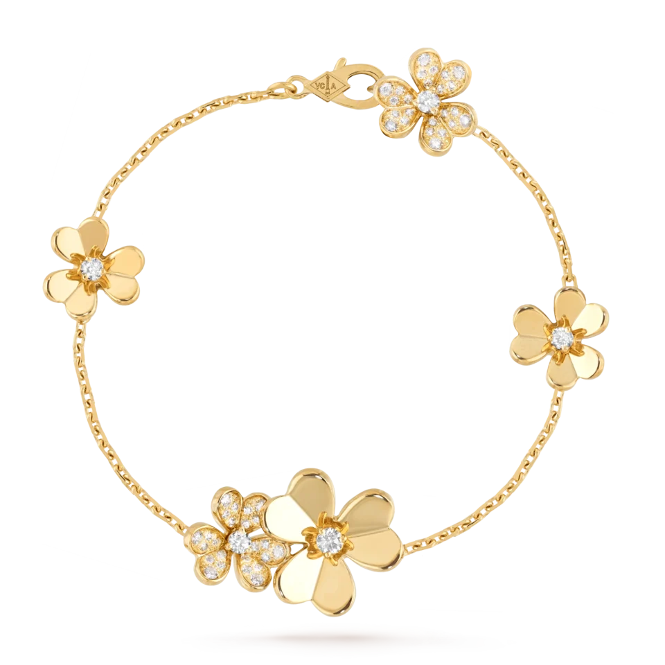 Van Cleef&Arpels Frivole bracelet with 5 gold floral themed patterns