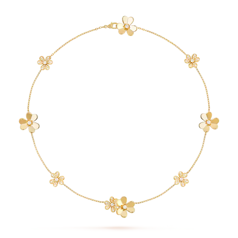 Van Cleef & Arpels Frivole necklace with 9 floral themed patterns in gold