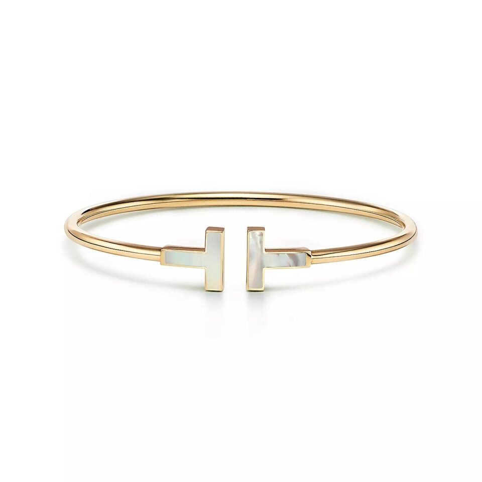 Tiffany T series coil bracelets gold inlaid with white shells