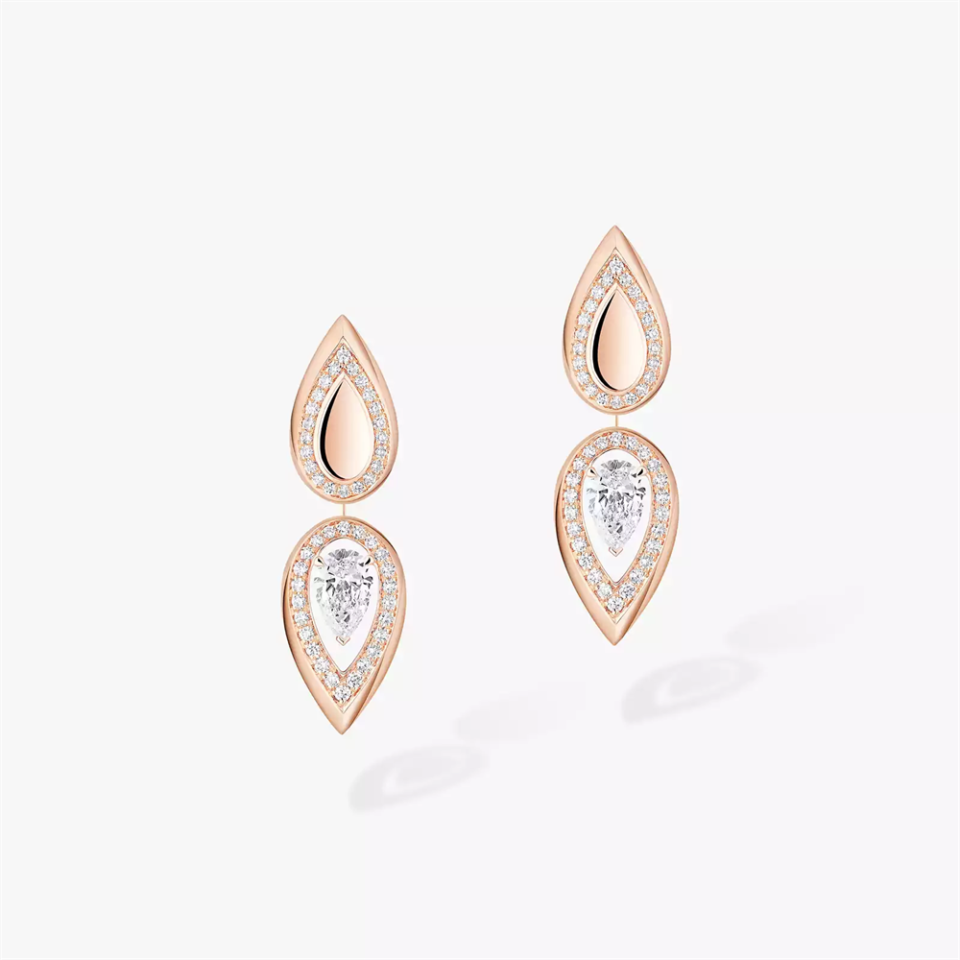 Messika Fiery Series Earrings Waterdrop Shaped Diamond With Rose Gold