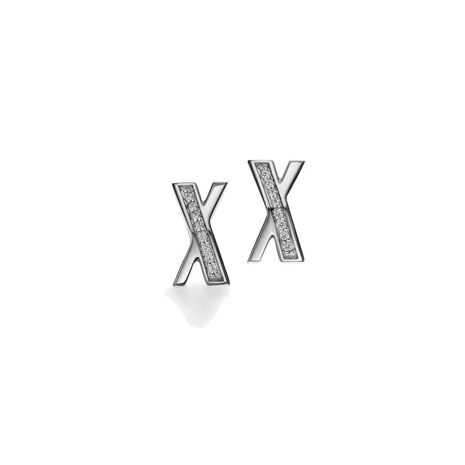 Tiffany Cross Diamond Earrings Solid Silver S925