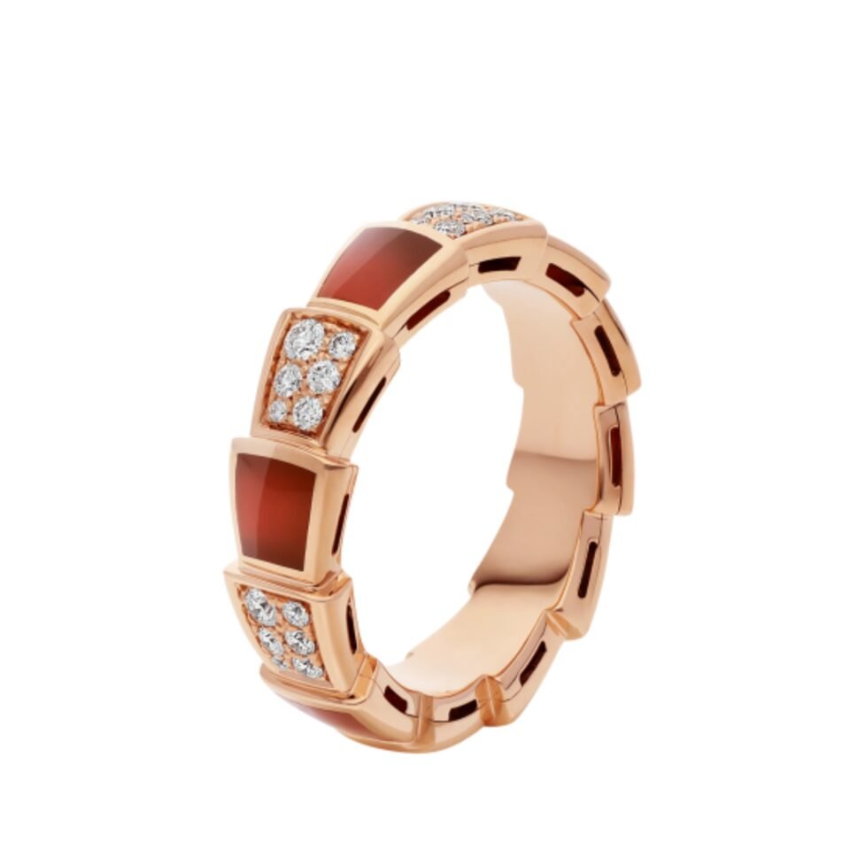 BVLGARI Serpenti Viper Series Rings Red Shell