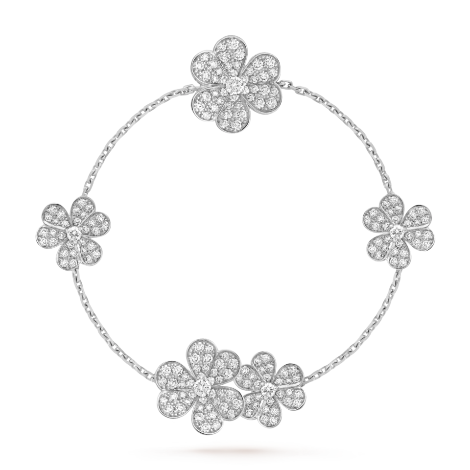 Van Cleef&Arpels Frivole bracelet with 5 floral themed patterns in pure silver S925