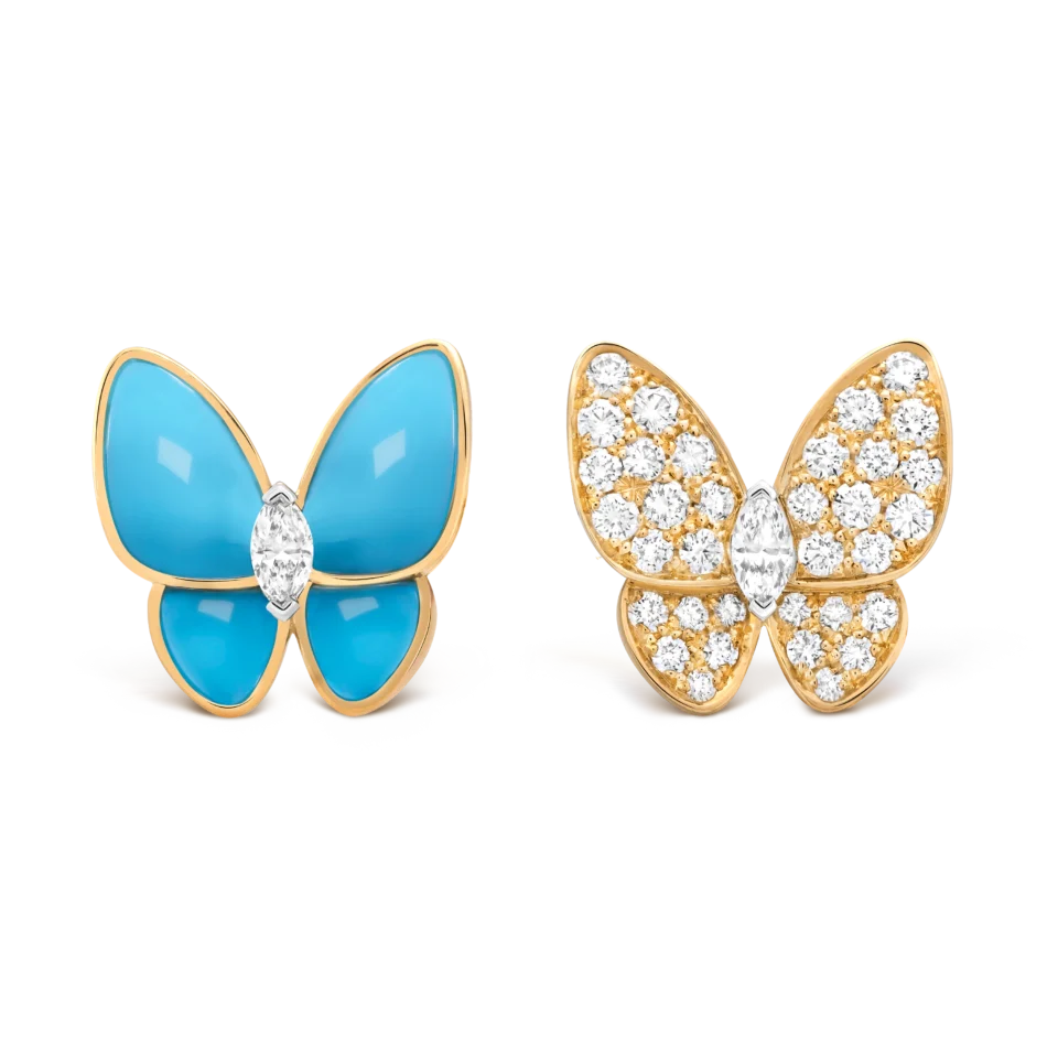 Van Cleef&Arpels Two Butterfly Earrings Turquoise