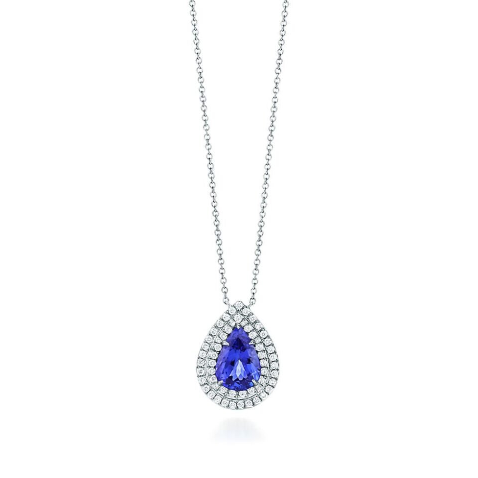 Tiffany Soleste series necklace set in platinum with Tanzanite and diamonds