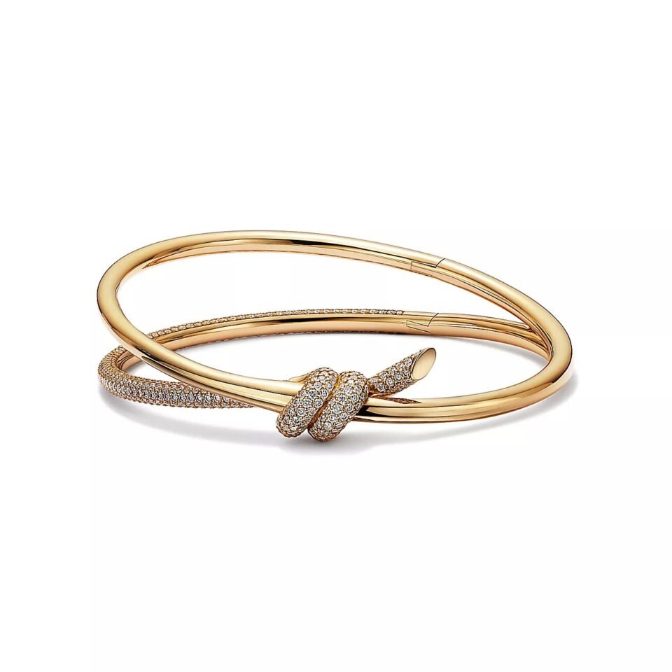 Tiffany Knot series double hinged bracelet in 18K gold