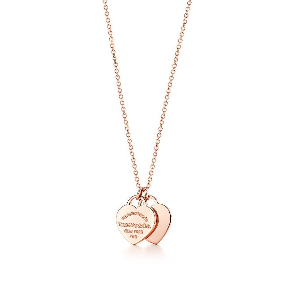 Return to Tiffany ™  Series Double Heart Tag Necklace Rose Gold