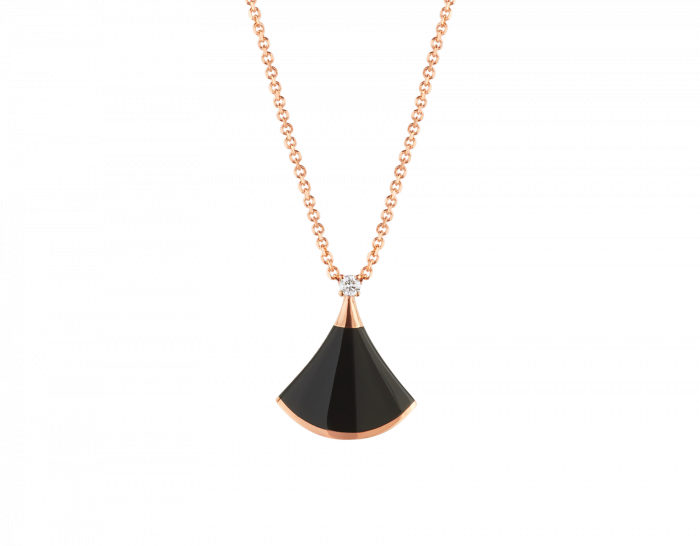 BVLGARI Divas' Dream Necklaces Black Onyx Fan Pendant Necklace