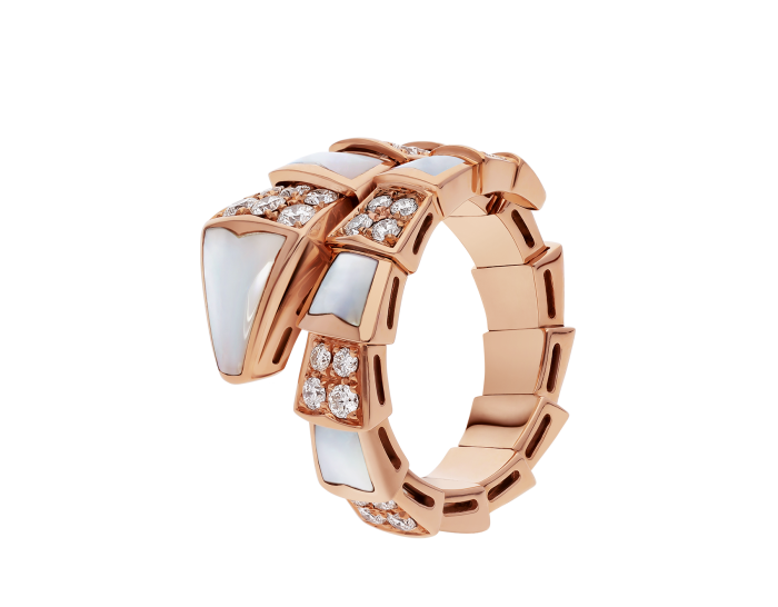BVLGARI Serpenti Viper series Rings diamonds with white Shell