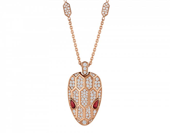 BVLGARI Serpenti Seduttori Series Necklaces Rose‑gold‑tone Snake Head Pendant Necklace