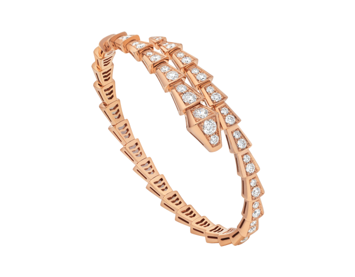 BVLGARI Serpenti Viper Bangles Full Diamond Luxury Bracelets With Rose Gold