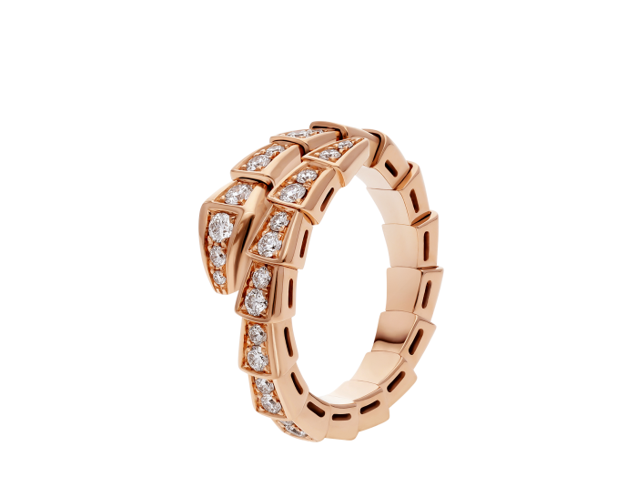 BVLGARI Serpenti Viper series Rings diamonds with Rose Gold