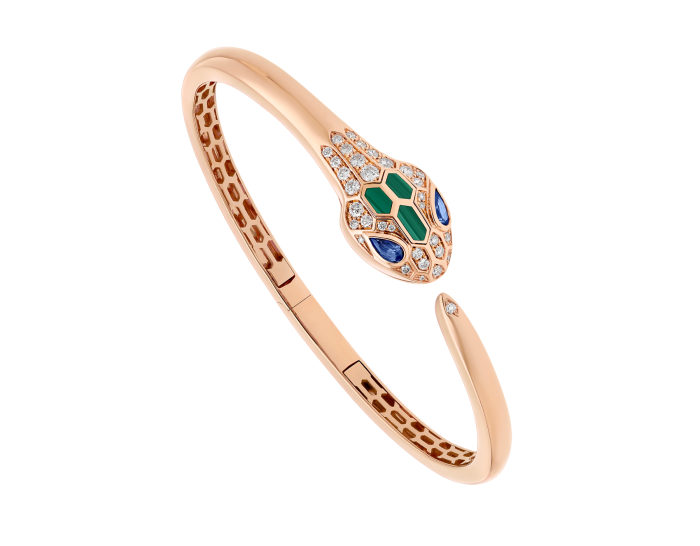 BVLGARI Serpenti Seduttori snake shadow bangles with Rose Gold