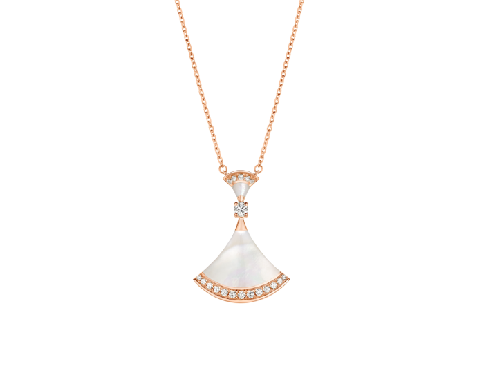 BVLGARI Divas' Dream Necklaces White Shell Double Fan Pendant Necklace