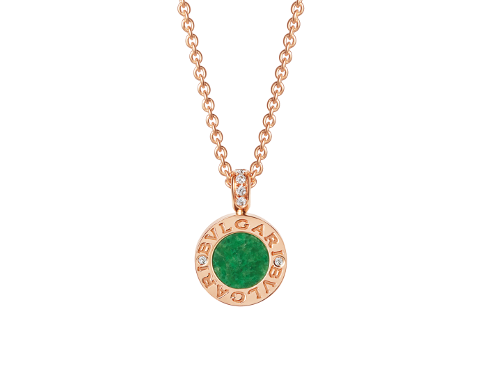 BVLGARI Necklaces Diamond With Rose Gold Green