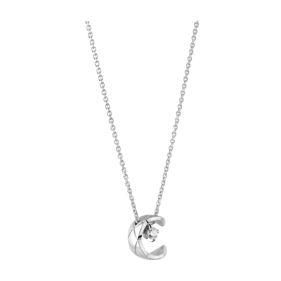 Chanel COCO necklace with diamond grid pattern Pure silver S925