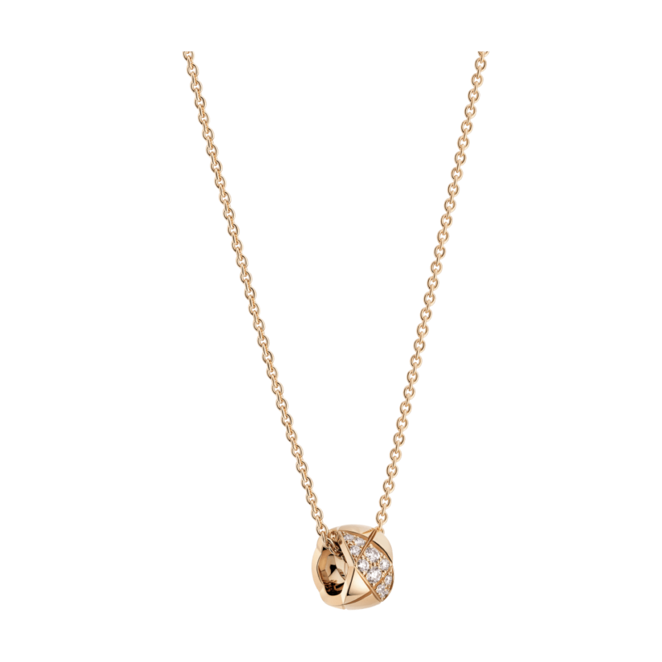 Chanel COCO CRUSH necklace with diamond grid pattern rose gold