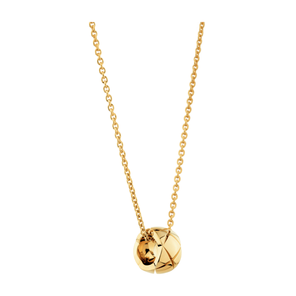 Chanel Coco Crush necklace with diamond grid pattern in gold