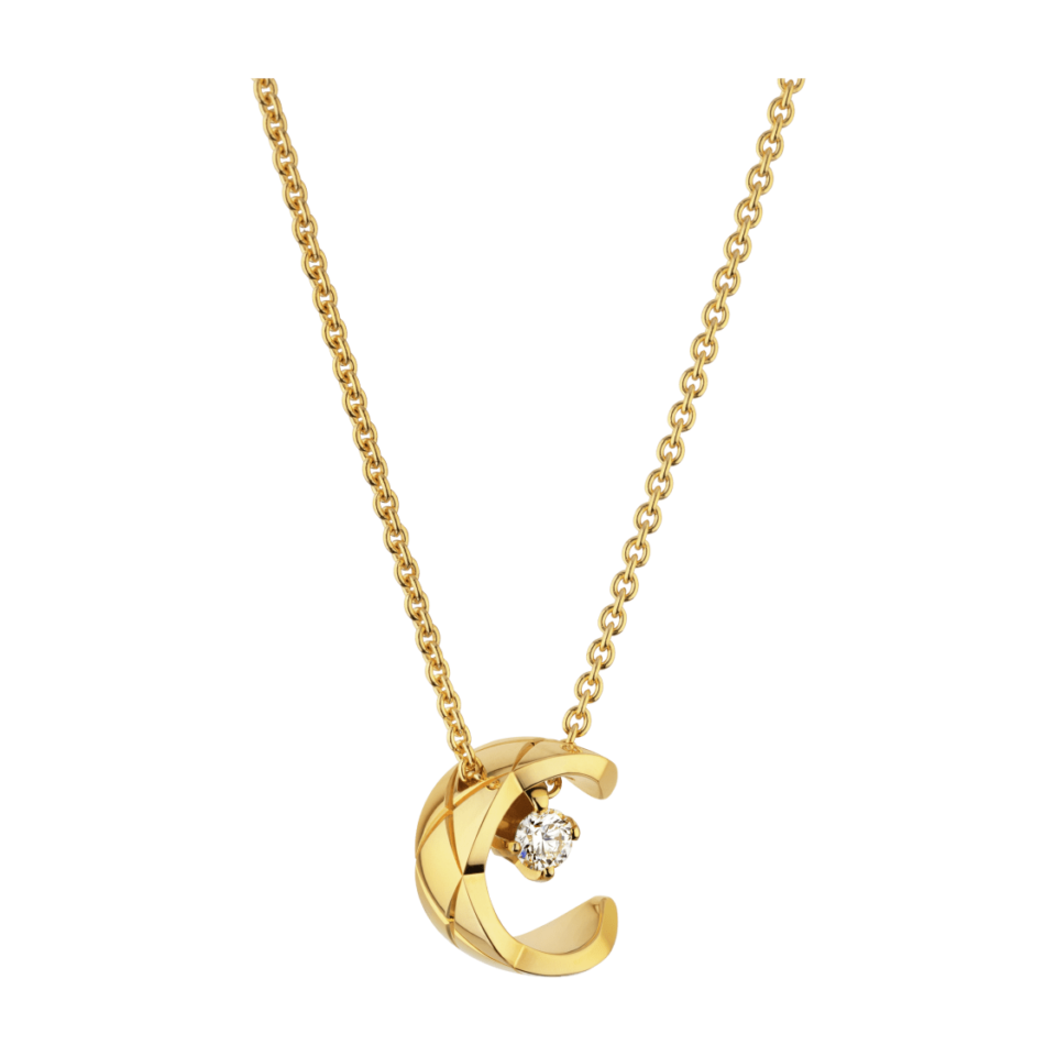 Chanel COCO necklace with diamond grid pattern gold